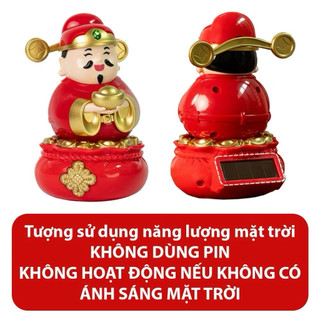 Tượng Thần Tài Năng Lượng Mặt Trời Cao 14cm Trang Trí Taplo Ô Tô Mang Lại Tài Lộc May Mắn