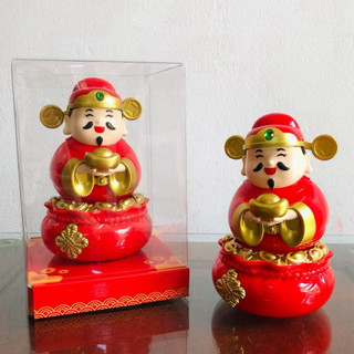 Tượng Thần Tài Năng Lượng Mặt Trời Cao 14cm Trang Trí Taplo Ô Tô Mang Lại Tài Lộc May Mắn