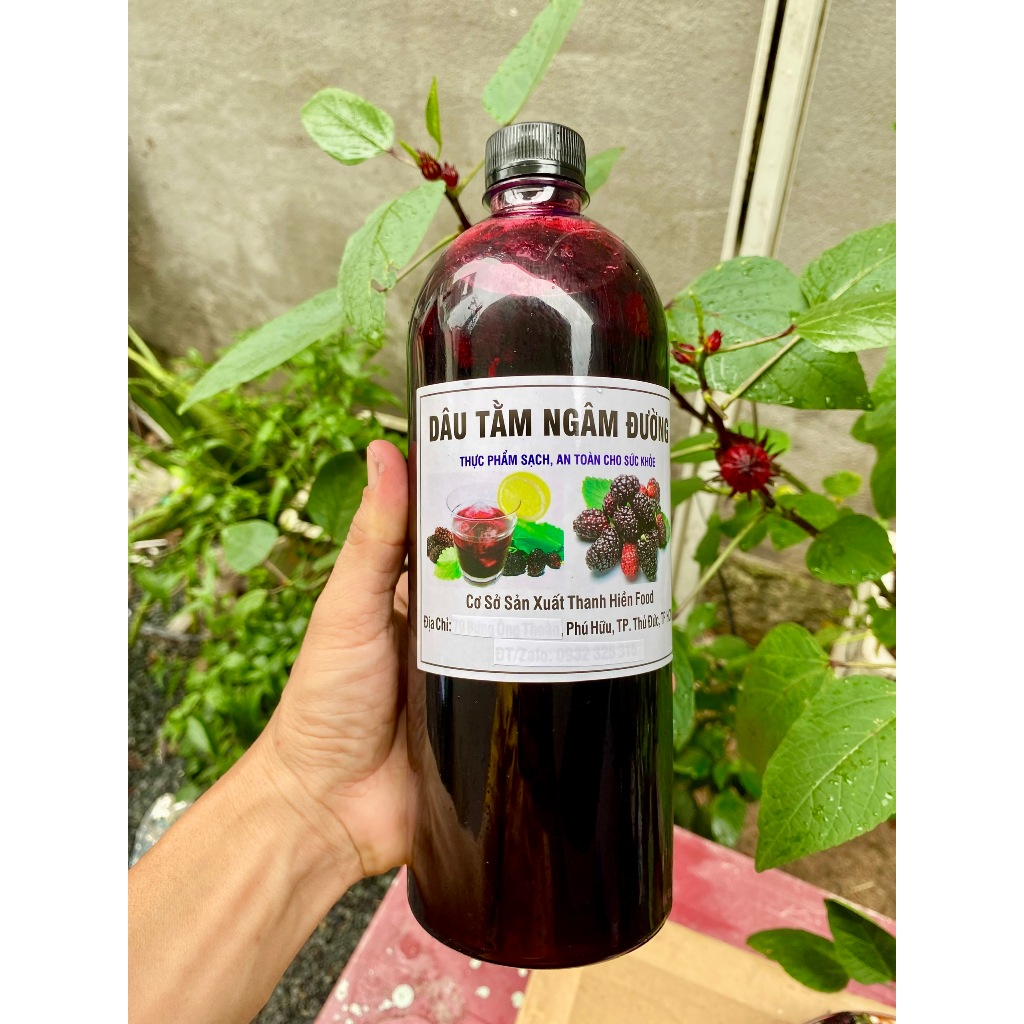 Siro Dâu tằm Đà Lạt chai 1 lít, dâu tằm ngâm đường đậm đặc, vị chua ngọt
