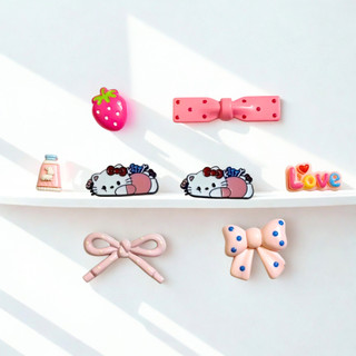 Set Charm Hello Kitty Love Pink Baby Cute – Nơ Hồng, Trái Tim Nice, Love Candy, Charm Gắn Dép DIY Hot Trend