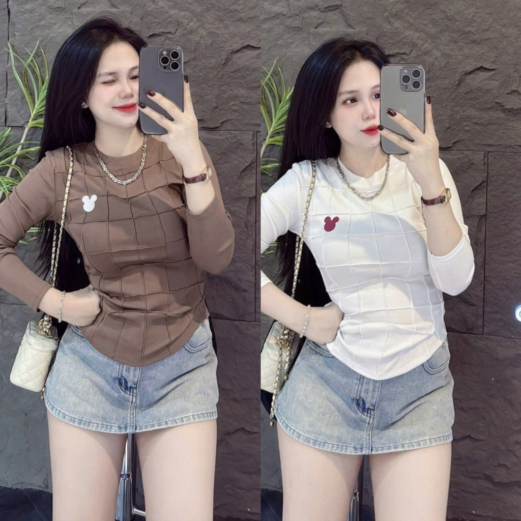 [ Có Size 38kg -58kg ] Áo thun PHOM ÔM body nữ Tay Dài phối lưới thêu tôn eo( TD29 ) Top Women