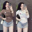 Áo thun PHOM ÔM body nữ Tay Dài phối lưới thêu tôn eo( TD29 ) Top Women