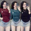 Áo thun PHOM ÔM body nữ Tay Dài phối lưới thêu tôn eo( TD29 ) Top Women