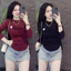 Áo thun PHOM ÔM body nữ Tay Dài phối lưới thêu tôn eo( TD29 ) Top Women