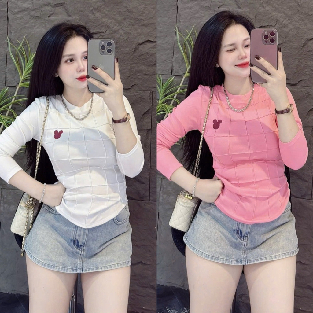 [ Có Size 38kg -58kg ] Áo thun PHOM ÔM body nữ Tay Dài phối lưới thêu tôn eo( TD29 ) Top Women