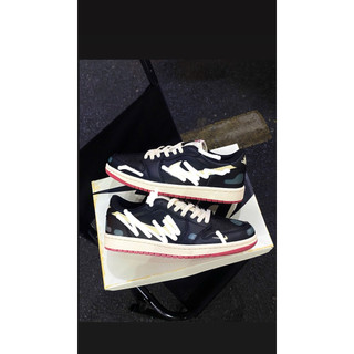 Sneaker Low-Top Đen Kem Vintage – Giày Thể Thao Thời Trang Unisex, Phối Màu Cá Tính, Đi Học Đi Chơi Đều Đẹp