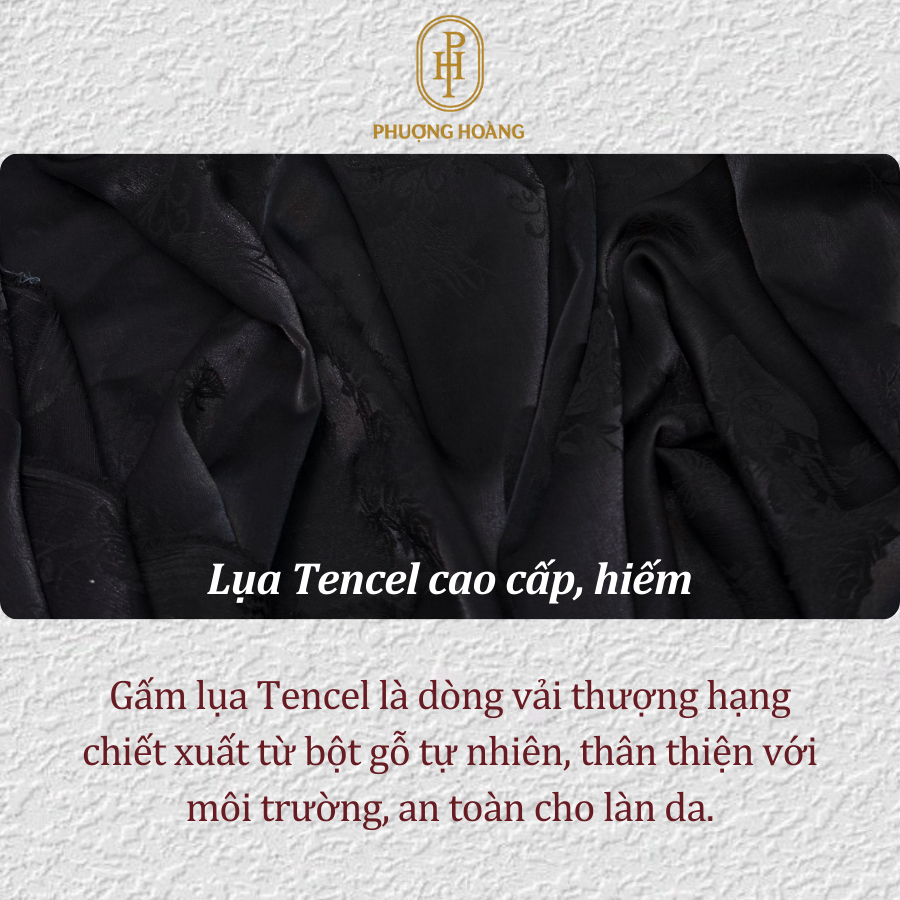 Vải Tencel Tơ Óng  Màu Đen Tuyền