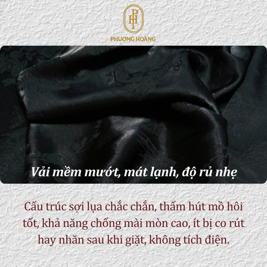 Vải Tencel Tơ Óng  Màu Đen Tuyền