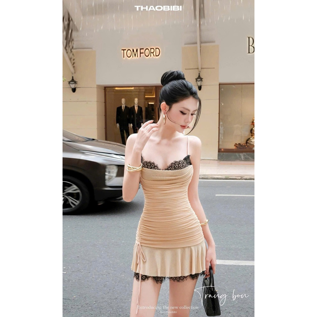 Đầm nữ 2 dây lưới phối ren dáng ngắn xinh xỉu
