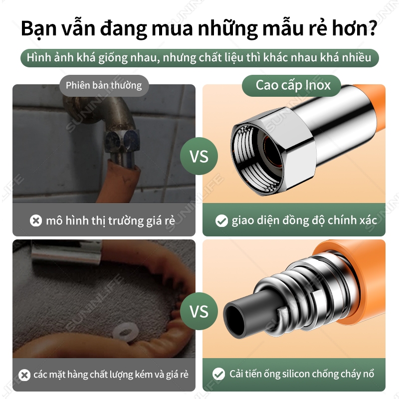 Ống Nối Dài Vòi Nước,Xoay360°  - Tăng Áp 2 chế độ phun Bắn Nước Lõi Thép 20/50/75cm