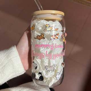 Cốc Thủy Tinh In Hình Theo Yêu Cầu 500ml, Ly Thủy Tinh Nắp Tre 16Oz Chịu Nhiệt Kèm Phụ Kiện, Quà Tặng Sinh Nhật