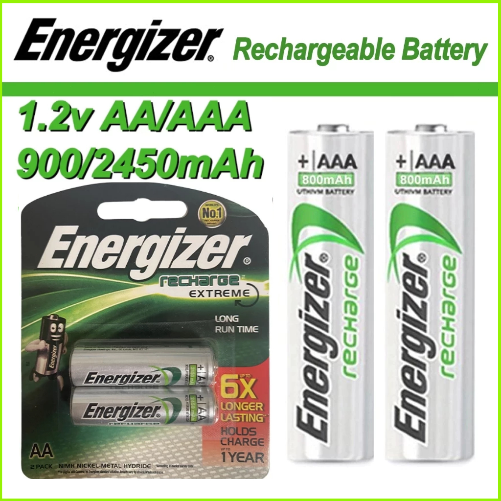 Pin sạc Energizer 2 viên đóng vỉ (1.2V) - AA 2450mAh/AAA 900mAh pin Ni ...