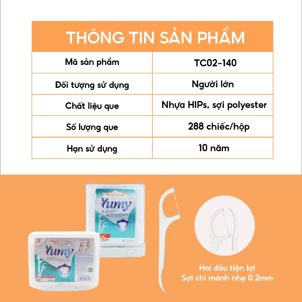 Combo 2 trong 1 Tăm chỉ YUMY HỘP TỰ ĐỘNG và HỘP CẤP tăm chỉ sợi mảnh vệ sinh răng an toàn (TC02-140)