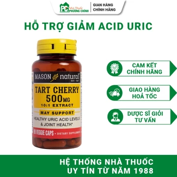 Viên Uống Hỗ Trợ Giảm Acid Uric Mason Natural Tart Cherry - Hỗ Trợ Sức Khoẻ Xương Khớp 90 Viên/Hộp