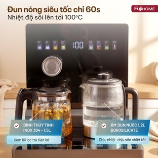 Cây nước bàn trà điều khiển bằng giọng nói Fujihome TB2411N-VOICE – Màn hình LED cảm ứng