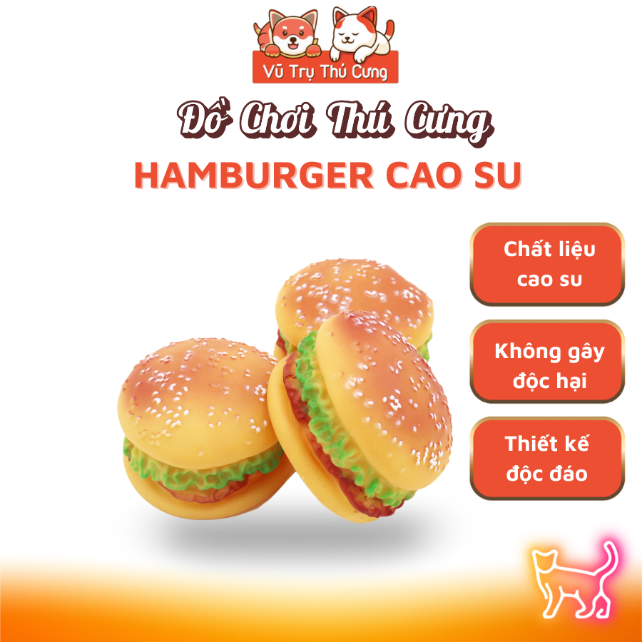 Đồ chơi gặm cho Chó bằng cao su hình bánh Hambuger