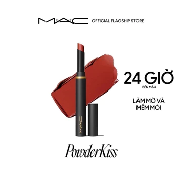 Son thỏi dạng bút MAC Powder Kiss Velvet Blur Slim Stick nhẹ môi, dưỡng ẩm, giữ màu, khóa ẩm sắc nét 12H