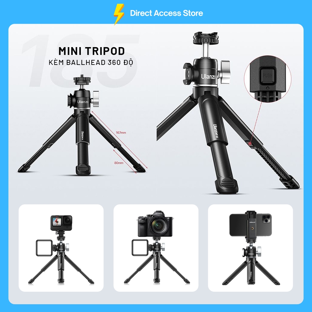 Tripod mini UVlog Lite AHL169 gấp gọn thông minh đầu chuyển 1/4 inch ...