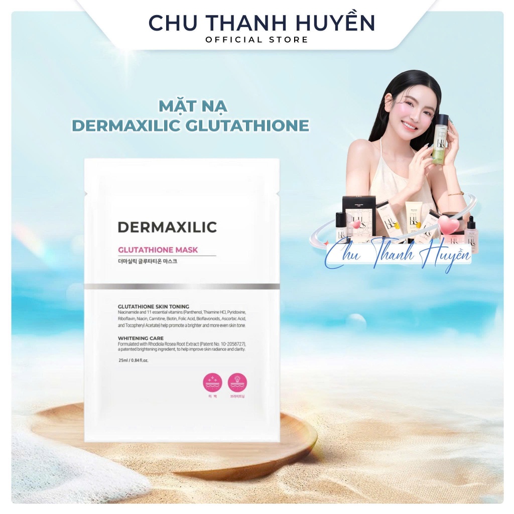 glutathione mặt nạ 10 Miếng] Mặt nạ DERMAXILIC GLUTATHIONE MASK_Chu Thanh Huyền