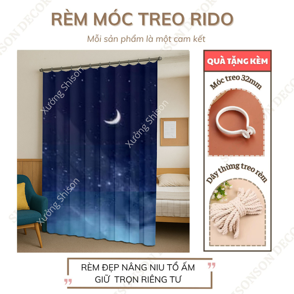 Rèm ngăn phòng che nắng trang trí phòng trọ sử dụng móc treo Rido tiện lợi, nhiều mẫu mã độc mới, chất lượng tốt nhất