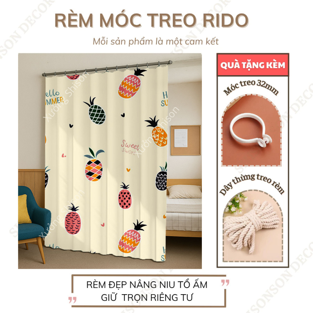 Rèm ngăn phòng che nắng trang trí phòng trọ sử dụng móc treo Rido tiện lợi, nhiều mẫu mã độc mới, chất lượng tốt nhất