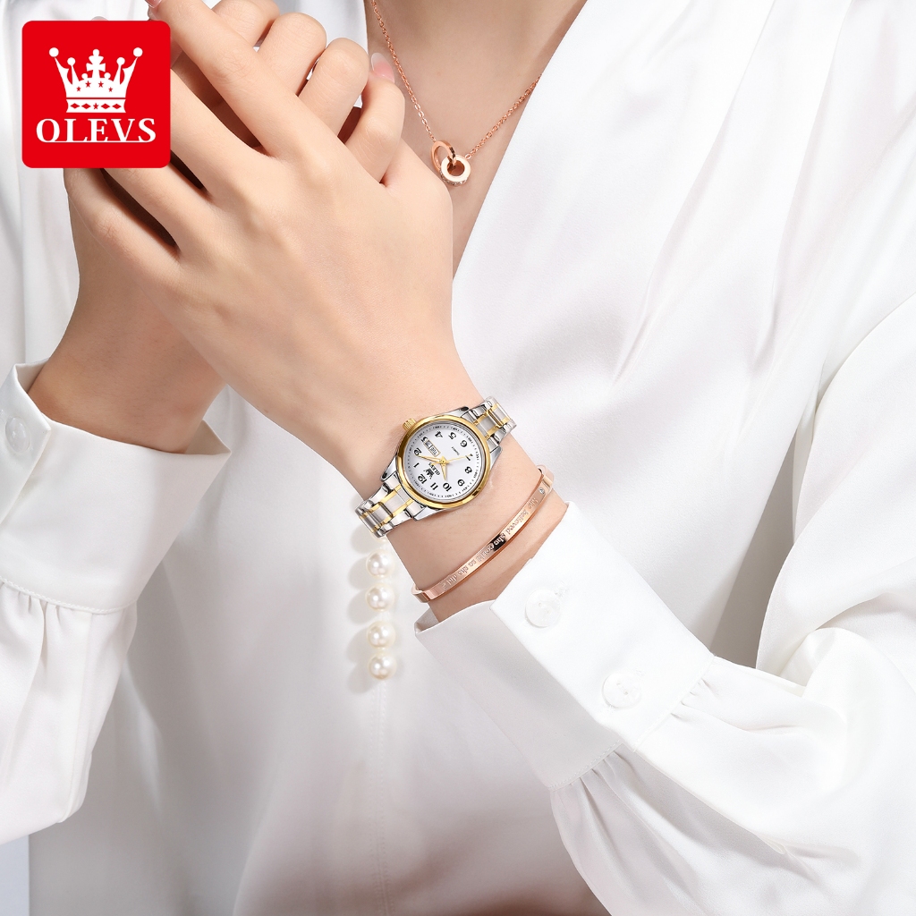 OLEVS Bộ Đồng Hồ nữ Tuyệt vời Chính hãng dây đeo bằng thép không Mặt đồng hồ vuông chống thấm 5567