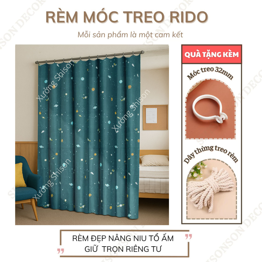 Rèm ngăn phòng che nắng trang trí phòng trọ sử dụng móc treo Rido tiện lợi, nhiều mẫu mã độc mới, chất lượng tốt nhất