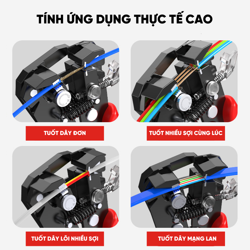 Kìm Tuốt Dây Điện Tự Động RAYENR, Kìm Bấm Cos, Tuốt Dây Cáp Quang Thép Hợp Kim Cao Cấp KTD002