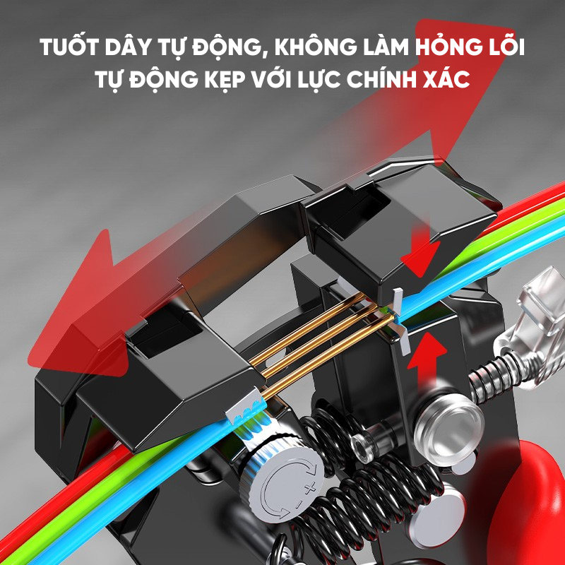 Kìm Tuốt Dây Điện Tự Động RAYENR, Kìm Bấm Cos, Tuốt Dây Cáp Quang Thép Hợp Kim Cao Cấp KTD002