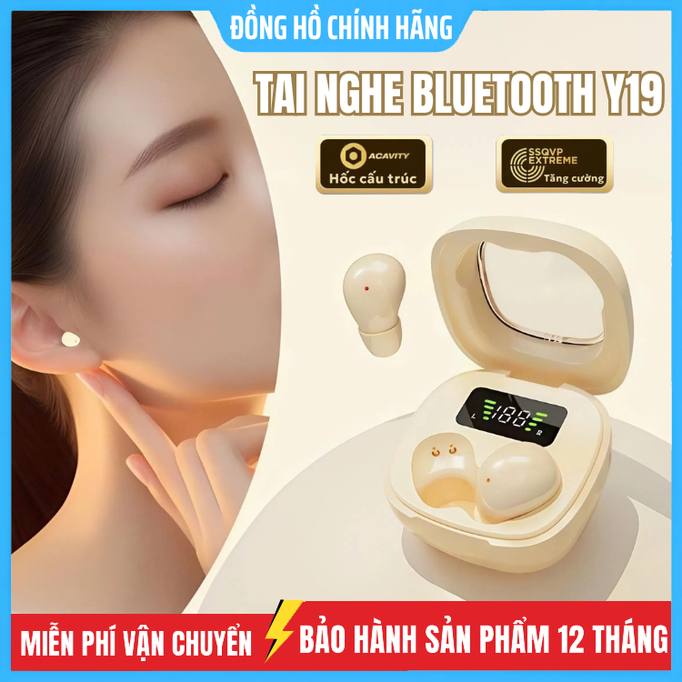 Tai Nghe Bluetooth Y19 / M10 / M25 / X55 Siêu Bé , Âm Thanh HiFi Nổi , Có Micro Đàm Thoại , Màn Hình Kỹ Thuật Số