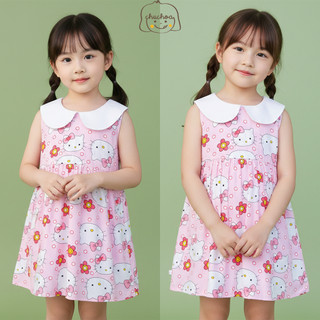 Váy Lanh bé gái, Đầm Lanh bé gái dáng suông cổ sen ChuChoaKids [VBC36]