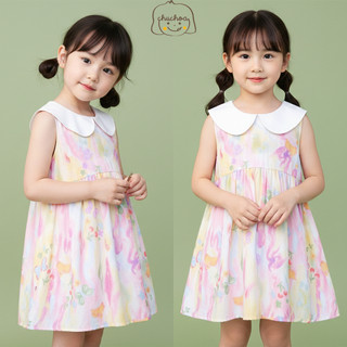 Váy Lanh bé gái, Đầm Lanh bé gái dáng suông cổ sen ChuChoaKids [VBC36]