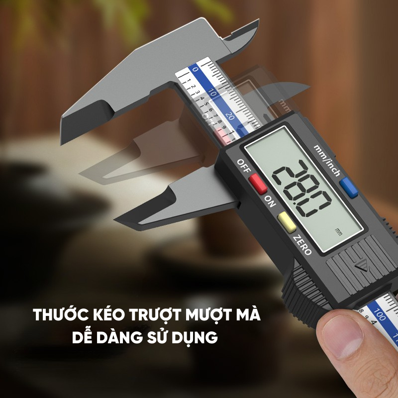 Thước Kẹp Điện Tử RAYENR Phạm Vi Đo 150mm, Thước Cặp Điện Tử Màn Hình LCD Độ Chính Xác Cao TKDT001