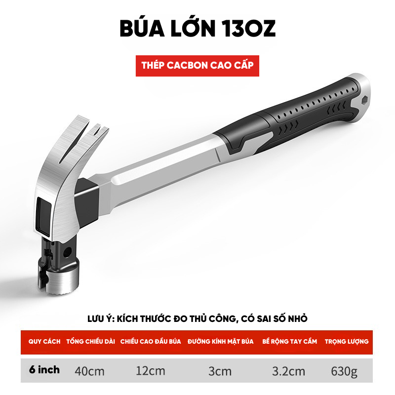 Búa Đóng Nhổ Đinh RAYENR, Búa Móng Vuốt Thép Cacbon Cao Cấp Cứng Cáp Bền Bỉ Tay Cầm Bọc Cao Su TPR BUA003