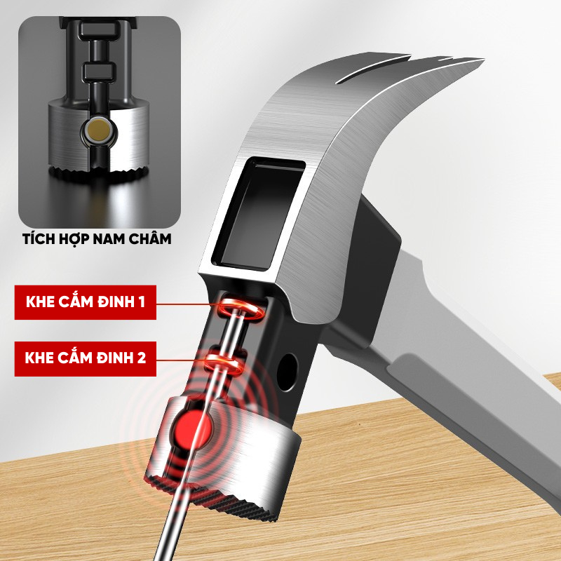 Búa Đóng Nhổ Đinh RAYENR, Búa Móng Vuốt Thép Cacbon Cao Cấp Cứng Cáp Bền Bỉ Tay Cầm Bọc Cao Su TPR BUA003