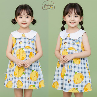 Váy Lanh bé gái, Đầm Lanh bé gái dáng suông cổ sen ChuChoaKids [VBC36]