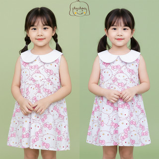 Váy Lanh bé gái, Đầm Lanh bé gái dáng suông cổ sen ChuChoaKids [VBC36]