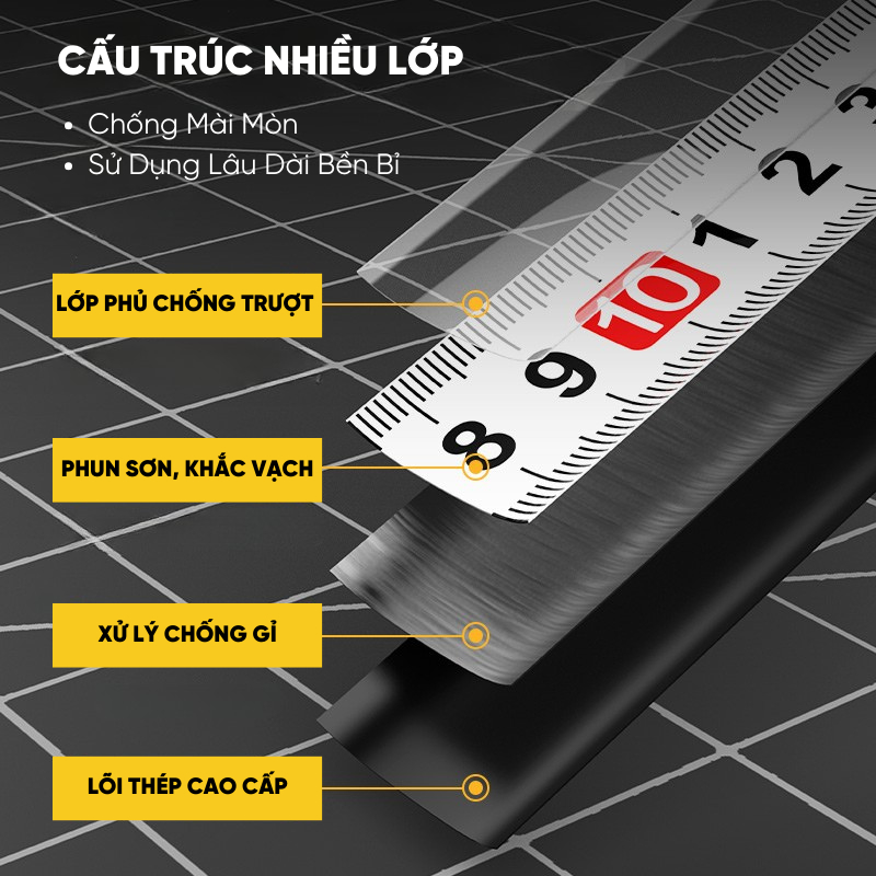 Thước Cuộn Thép Tự Khóa RAYENR, Thước Dây Cuộn 5m/7m/10m Vỏ ABS Dày Chống Va Đập TC001