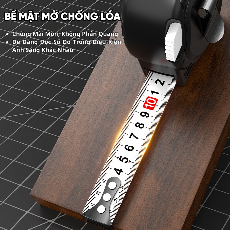 Thước Cuộn Thép Tự Khóa RAYENR, Thước Dây Cuộn 5m/7m/10m Vỏ ABS Dày Chống Va Đập TC001