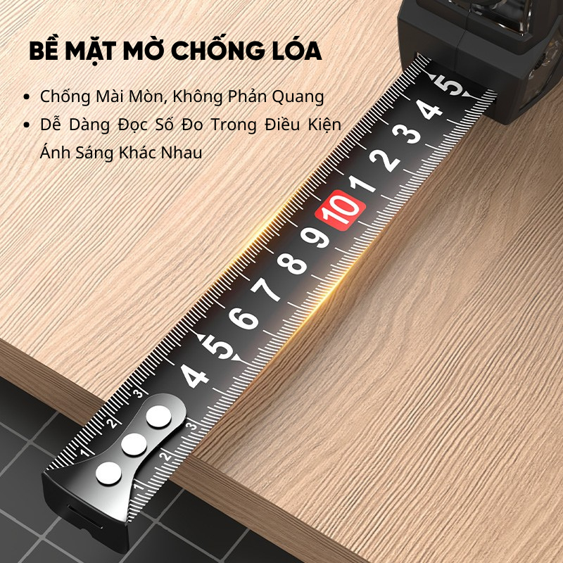 Thước Cuộn Tự Khóa RAYENR, Thước Dây Thép 5m/7m/10m Khoang Nhìn Trong Suốt Thép Cacbon Vỏ Nhựa ABS TC002