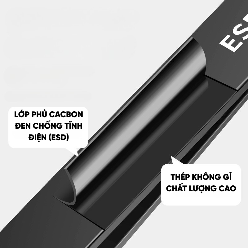 Bộ Nhíp Gắp Linh Kiện Điện Tử RAYENR, Nhíp Kẹp Nhiều Đầu Chất Liệu Thép Không Gỉ Chống Tĩnh Điện NHIP001