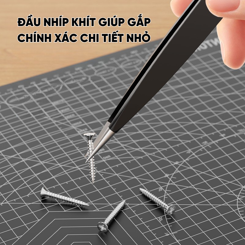 Bộ Nhíp Gắp Linh Kiện Điện Tử RAYENR, Nhíp Kẹp Nhiều Đầu Chất Liệu Thép Không Gỉ Chống Tĩnh Điện NHIP001
