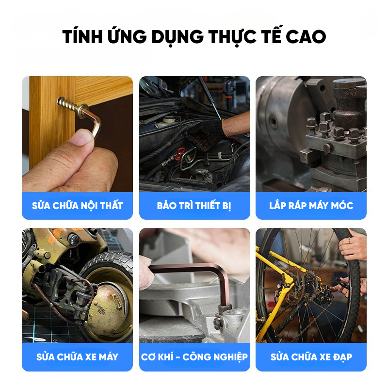Bộ Lục Giác Đa Năng 9 Món RAYENR, Bộ Lục Giác Đầu Bi, Đầu Hoa Thị, Đầu Phẳng Chất Liệu CR-V Siêu Cứng LG001