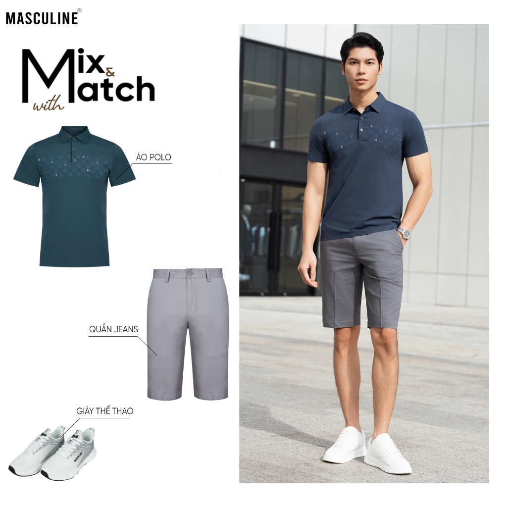 Áo polo nam cao cấp MASCULINE MPL501 Thành phần sợi tơ tằm mềm mại co giãn tốt, dáng Slim Fit