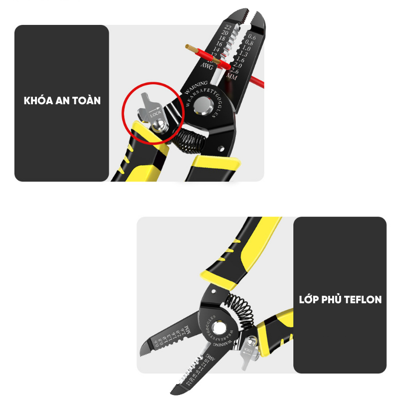 Kìm Tuốt Dây Điện Đa Năng RAYENR, Kìm Tuốt Dây Cắt Cáp 7 Trong 1 Chất Liệu Thép Cứng Cáp Bền Bỉ KTD001