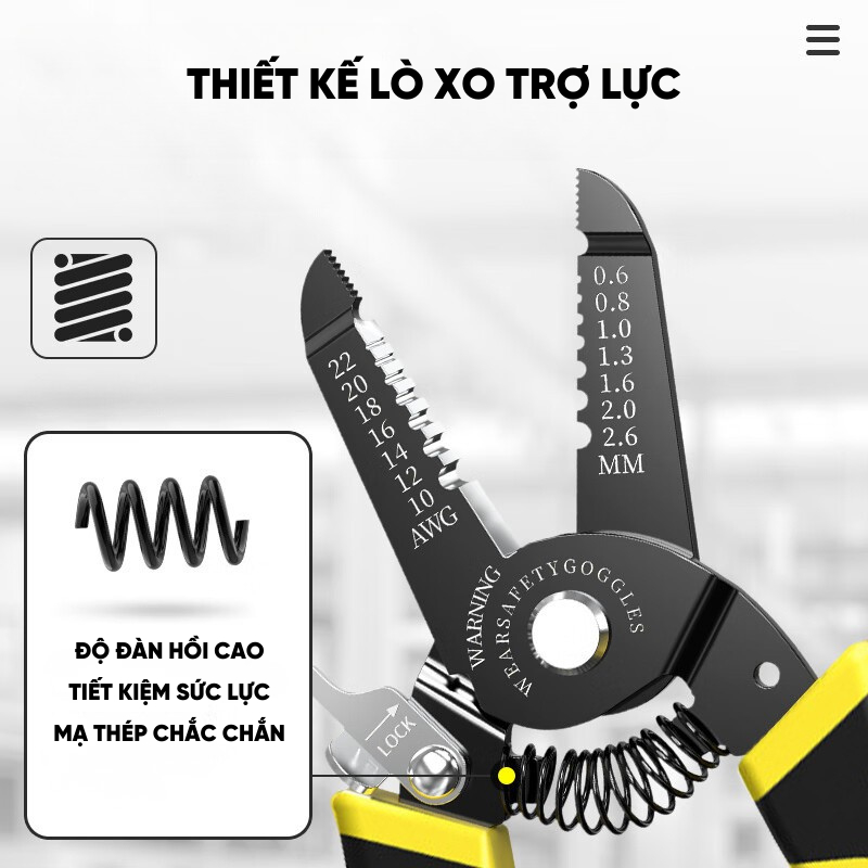Kìm Tuốt Dây Điện Đa Năng RAYENR, Kìm Tuốt Dây Cắt Cáp 7 Trong 1 Chất Liệu Thép Cứng Cáp Bền Bỉ KTD001