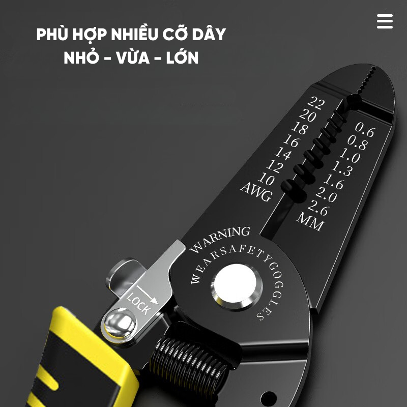 Kìm Tuốt Dây Điện Đa Năng RAYENR, Kìm Tuốt Dây Cắt Cáp 7 Trong 1 Chất Liệu Thép Cứng Cáp Bền Bỉ KTD001