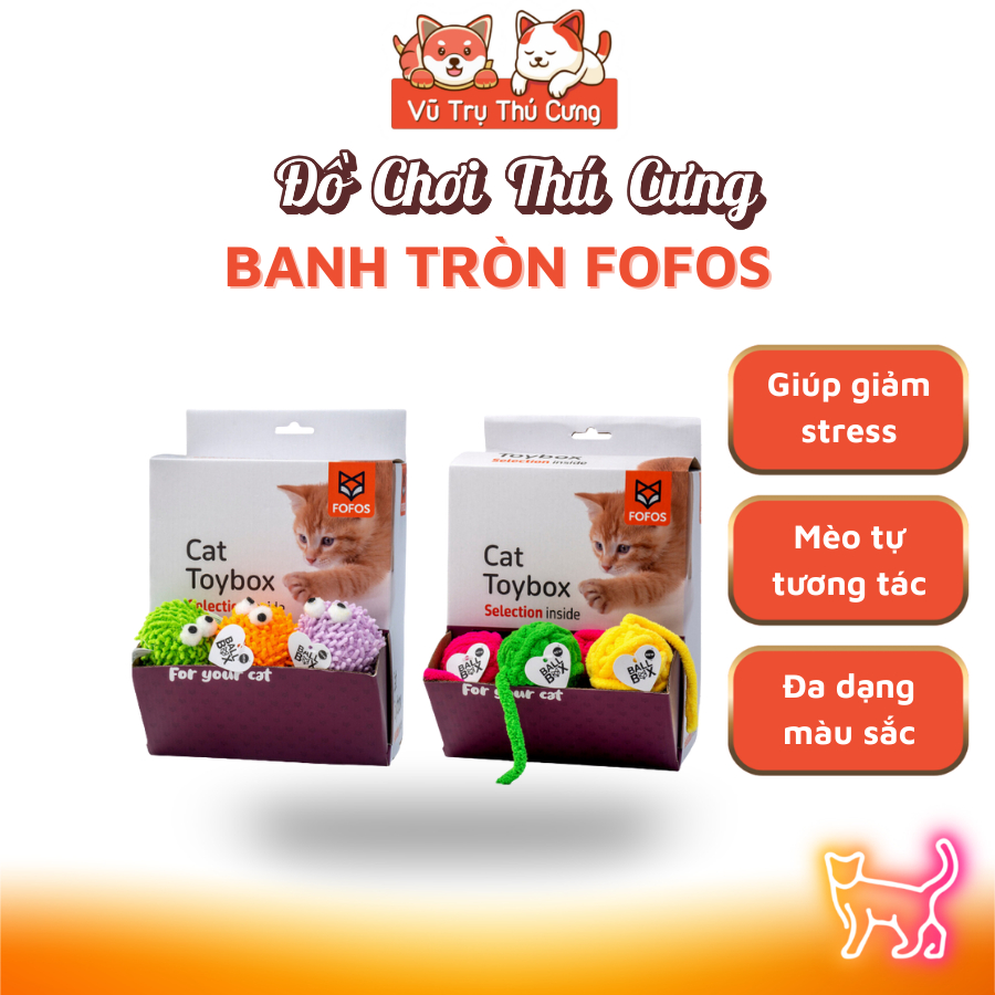 Đồ chơi cho mèo banh tròn vui nhộn có chuông và cỏ mèo FOFOS