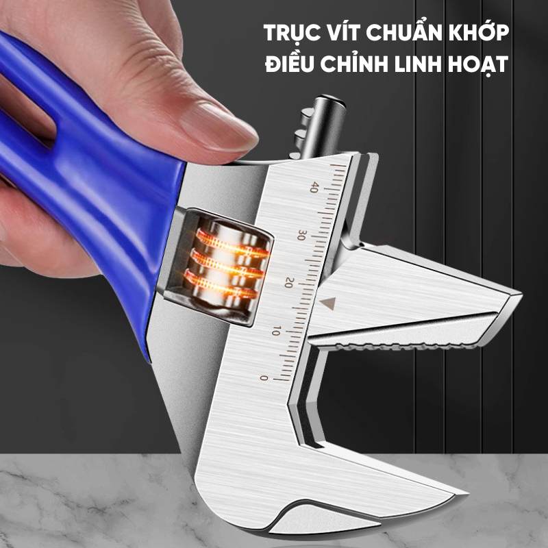 Mỏ Lết Hợp Kim Thép Cao Cấp RAYENR, Cờ Lê Miệng Rộng Điều Chỉnh Linh Hoạt Tay Cầm Nhựa MOLET002