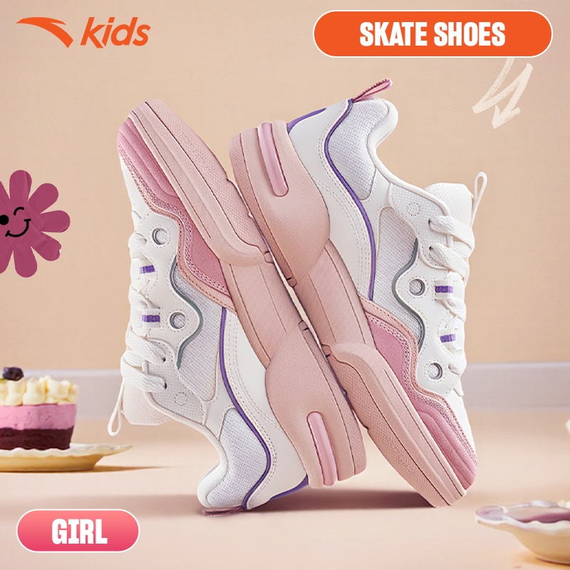 ANTA Kids Giày Sneaker Thời Trang Đế Bằng Bé Gái Microbread  Êm Nhẹ Thoáng Khí A22538035